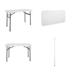 Table utilitaire pliante de 1,22 m, bureau portable intérieur/extérieur, 4 places, blanc