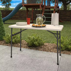 Table utilitaire pliante de 1,22 m, bureau portable intérieur/extérieur, 4 places, blanc