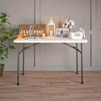 Table utilitaire pliante de 1,22 m, bureau portable intérieur/extérieur, 4 places, blanc