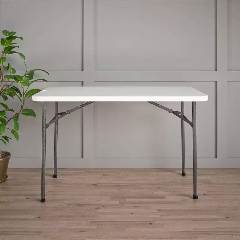 Table utilitaire pliante de 1,22 m, bureau portable intérieur/extérieur, 4 places, blanc