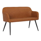 44" Daniella Industrial Bench Steel/Faux Leather Black/Camel - LumiSource: Matte Finish, Metal Legs, 500 lb Capacity