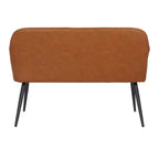 Banc industriel 44 po en acier et similicuir, pieds en métal au fini mat, capacité de 500 lb, noir/chameau