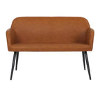 Banc industriel 44 po en acier et similicuir, pieds en métal au fini mat, capacité de 500 lb, noir/chameau