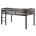 Costway Twin Low Loft Bunk Junior Bed Bedroom Wooden Guard Rail Ladder White/Espresso/Grey