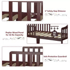 Lit enfant en bois pour tout-petits avec barrières de sécurité, noir/marron/gris/blanc