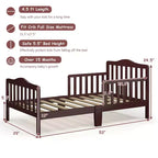 Lit enfant en bois pour tout-petits avec barrières de sécurité, noir/marron/gris/blanc