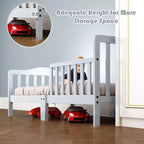 Lit enfant en bois pour tout-petits avec barrières de sécurité, noir/marron/gris/blanc