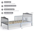 Lit enfant en bois pour tout-petits avec barrières de sécurité, noir/marron/gris/blanc