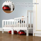 Lit enfant en bois pour tout-petits avec barrières de sécurité, noir/marron/gris/blanc