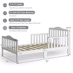 Lit enfant en bois pour tout-petits avec barrières de sécurité, noir/marron/gris/blanc