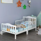 Lit enfant en bois pour tout-petits avec barrières de sécurité, noir/marron/gris/blanc