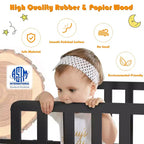 Lit enfant en bois pour tout-petits avec barrières de sécurité, noir/marron/gris/blanc