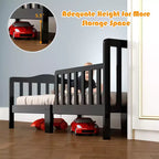 Lit enfant en bois pour tout-petits avec barrières de sécurité, noir/marron/gris/blanc