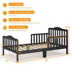 Lit enfant en bois pour tout-petits avec barrières de sécurité, noir/marron/gris/blanc