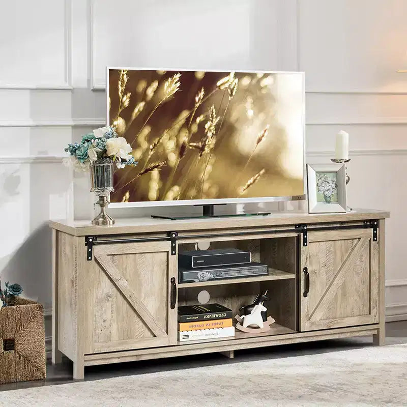 Meuble TV console avec porte coulissante de style grange pour téléviseurs de 60 pouces