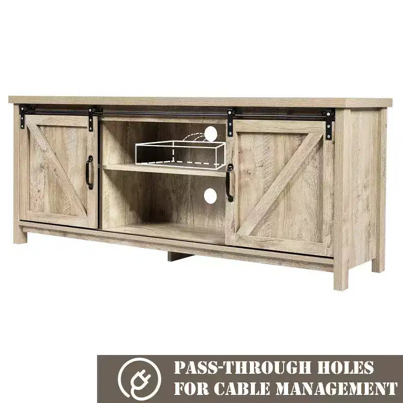 Meuble TV console avec porte coulissante de style grange pour téléviseurs de 60 pouces
