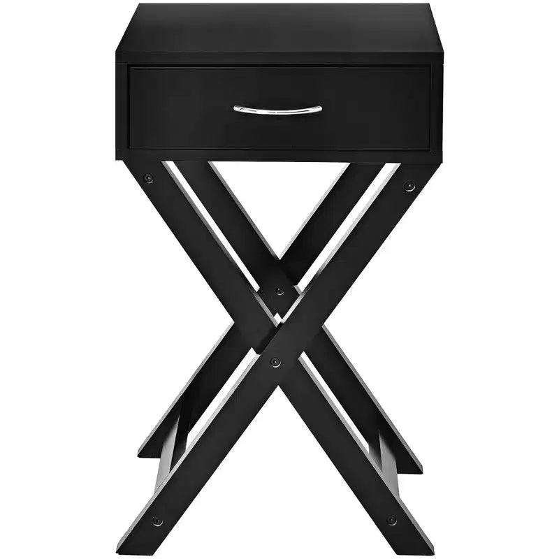 Costway Nightstand x-Shape Drawer Accent Side End Table Modern Home Furniture Black