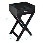 Table d'appoint à tiroirs en X, Meuble de maison moderne, Noir