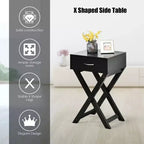 Table d'appoint à tiroirs en X, Meuble de maison moderne, Noir