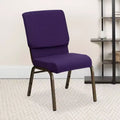 Chaise d'auditorium empilable rembourrée, siège de 48 cm de large, violet royal et cadre doré veiné, 363 kg