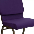 Chaise d'auditorium empilable rembourrée, siège de 48 cm de large, violet royal et cadre doré veiné, 363 kg