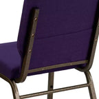 Chaise d'auditorium empilable rembourrée, siège de 48 cm de large, violet royal et cadre doré veiné, 363 kg