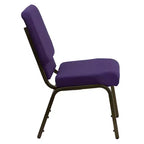 Chaise d'auditorium empilable rembourrée, siège de 48 cm de large, violet royal et cadre doré veiné, 363 kg