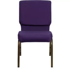 Chaise d'auditorium empilable rembourrée, siège de 48 cm de large, violet royal et cadre doré veiné, 363 kg