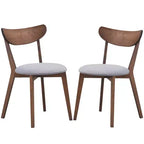 Lot de 2 chaises de salle à manger rembourrées à dossier incurvé avec pieds en bois massif, noyer
