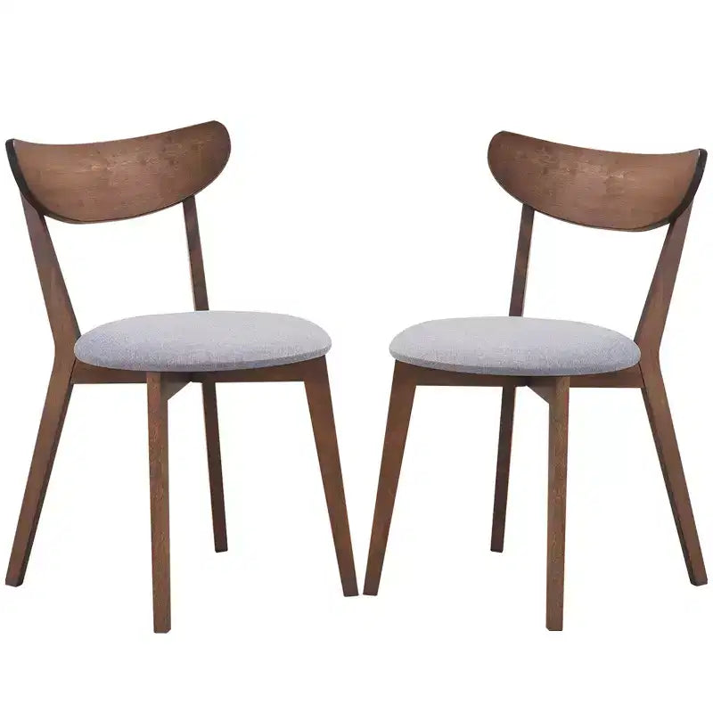 Lot de 2 chaises de salle à manger rembourrées à dossier incurvé avec pieds en bois massif, noyer