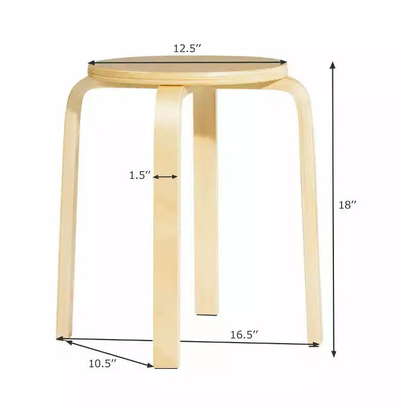 Lot de 4 tabourets ronds sans dossier empilables, en bois de bouleau, chaises de salle à manger de 45 cm pour la maison