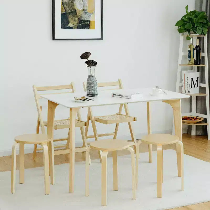 Lot de 4 tabourets ronds sans dossier empilables, en bois de bouleau, chaises de salle à manger de 45 cm pour la maison