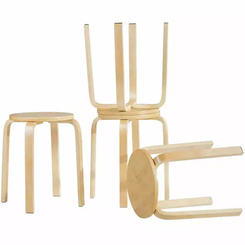Lot de 4 tabourets ronds sans dossier empilables, en bois de bouleau, chaises de salle à manger de 45 cm pour la maison
