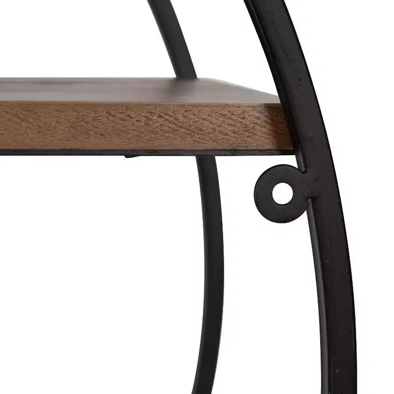 Ensemble table à manger carrée 3 pièces pour 2 avec étagère à vin, cadre en métal, gain de place, marron rustique