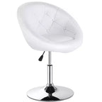 Costway 1PC Adjustable Round Swivel Tufted Back Accent Chair PU Leather White
