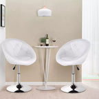 Fauteuil d'appoint rond pivotant capitonné réglable, en similicuir PU, blanc, structure chromée