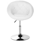 Fauteuil d'appoint rond pivotant capitonné réglable, en similicuir PU, blanc, structure chromée