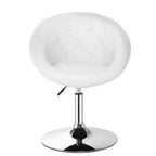 Fauteuil d'appoint rond pivotant capitonné réglable, en similicuir PU, blanc, structure chromée
