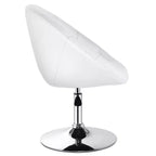Fauteuil d'appoint rond pivotant capitonné réglable, en similicuir PU, blanc, structure chromée