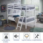 Lits superposés jumeaux en bois dur convertibles en 2 lits individuels avec échelle, blancs
