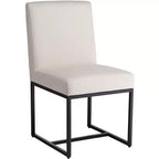 55 Downing Street Myles Off-White Fabric and Black Metal Dining Chair
