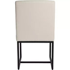 Chaise de salle à manger avec dossier haut en tissu blanc cassé et métal noir
