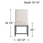 Chaise de salle à manger avec dossier haut en tissu blanc cassé et métal noir